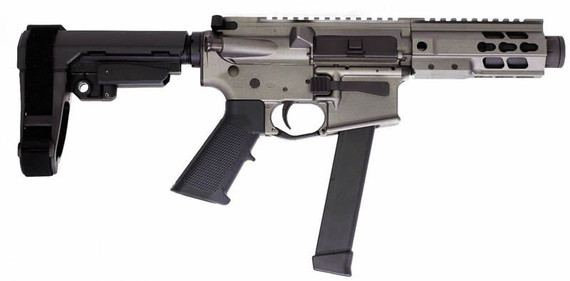 Brigade MFG AR Pistol A0915532, 9mm, 5.5", No Brace, Mini Can, Tungsten Cerakote, Glock Mag, 33 Rds