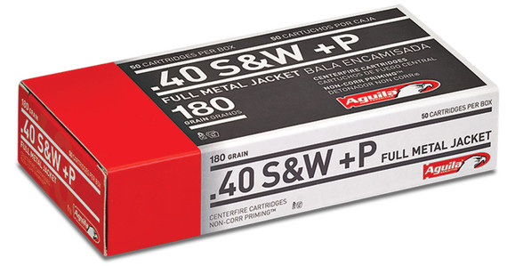 Aguila 40 Smith & Wesson +P 180 GR Full Metal Jacket 50 Bx/ 20 Cs