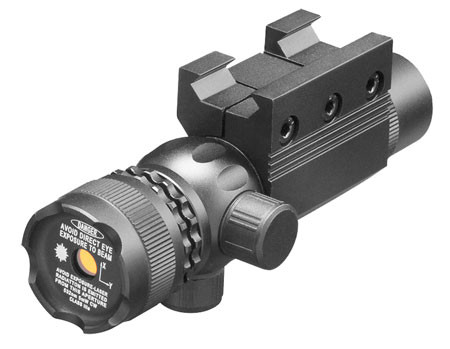 Aim Sports LG002 Pistol & Rifle Laser Sight 5mW Green Laser with 635-650nM Wavelength Up To 500 yd Range Black Anodized Finish Aluminum Includes Picatinny Mount