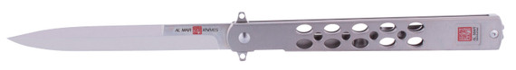 AL Mar Knives AMK4046 Quicksilver 5 in Folding Talon Plain Satin D2 Steel Blade Titanium Handle