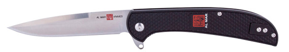 AL Mar Knives AMK4126 Ultralight 4 in Folding Talon Plain Satin 8Cr13MoV SS Blade FRN Black Handle