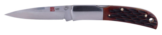 AL Mar Knives AMK7004 Falcon 3.15 in Folding Talon Plain Satin AUS 8 Blade Brown Jigged Bone Handle