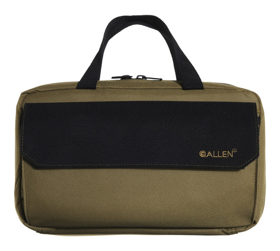 Allen 5021 Jackson Attache Handgun Case with Quilted Lining, Rear Accessory Pocket, Lockable Zipper & Brown with Black Accents Finish Holds up to 2 Handguns