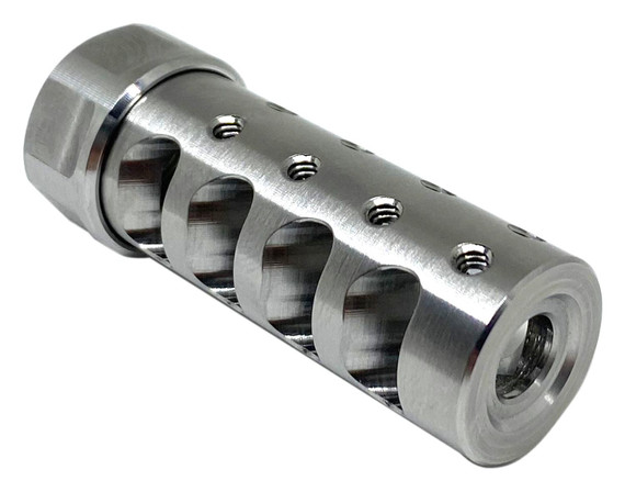 American Precision Arms G3A1265S The Answer Gen 3 Micro Bastard Brake Stainless Steel with 1/2 in-28 tpi Threads, 2.20 in OAL & .600 in-.750 in Diameter for 6.5 Cal AR-Platform & Hunting Rifles