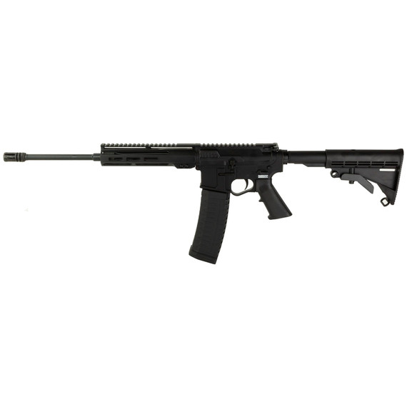 American Tactical Alpha-15, Semi-auto Rifle, 223 Remington/556NATO, 16 in Pencil Profile Barrel, 1:8 Twist, Matte Finish, Black, Polymer Grip, Collapsible Stock, Front/Rear Flip Up Sights, 8 in Mlok R