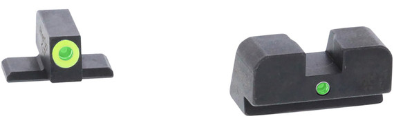 AmeriGlo XD301 i-Dot Night Sight 3-Dot Tritium Green with LumiGreen Outline Front, Green Rear Black Frame for Springfield XD-S,XD,XD-E,XD-M