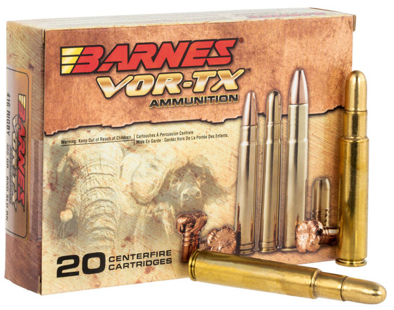 Barnes Bullets 22035 VOR-TX Safari 416Rigby 400gr Round Nose Banded Solid 20 Per Box/10 Case Centerfire, Rifle Ammunition