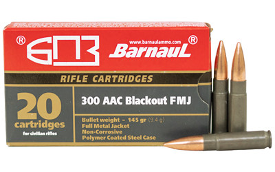 Barnaul Ammunition 300 Blackout BRN 300BLK FMJ145, 145 Grain, Full Metal Jacket, 20 Round Box BRN 300BLK FMJ145
