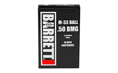 Barrett Ammo 19372, 50BMG, 661Gr, Full Metal Jacket, 10 Rounds per Box,2,750fps 19372