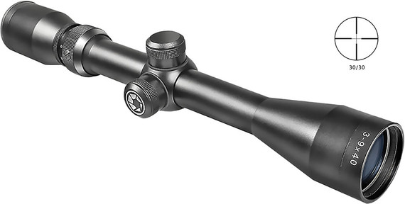 Barska Huntmaster Rifle Scope AC10030, 3x-9x, 40mm Obj, 1 in Tube Dia, Matte Black, 30/30 Reticle