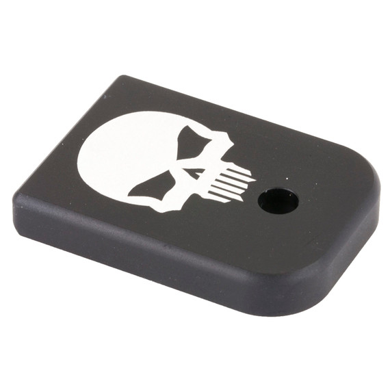 Bastion Skull, Mag Base Plate, Black, Fits Glock 9/40 BASGL-940-BW-BTSKUL