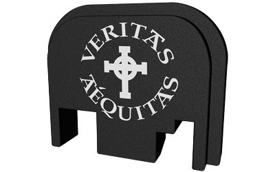 Bastion Slide Back Plate BASGL-SLD-BW-VRITAS, Veritas Aequitas, Black and White, Fits All Glock Except 42 43 BASGL-SLD-BW-VRITAS