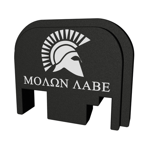 Bastion Slide Back Plate, Molon Labe, Black and White, Fits All Glock Except 42 & 43 BASGL-SLD-BW-SMOLON