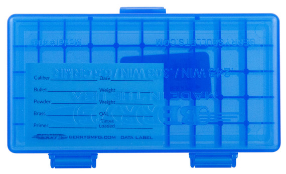 Berrys 40902 Ammo Box Rifle Ammunition Ammo Box 243/308 1.35 in OAL x .48 in 50 rd Polypropylene Blue
