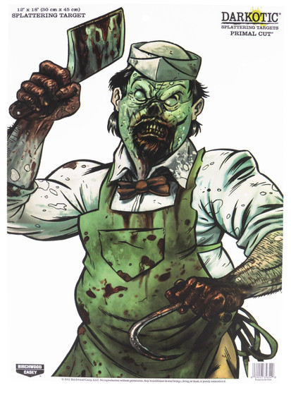 Birchwood Casey 35654 Darkotic Primal Cut Zombie Butcher Paper Universal Hanging 12 in x 18 in Impact Enhancement Splatter 100 Per Pack