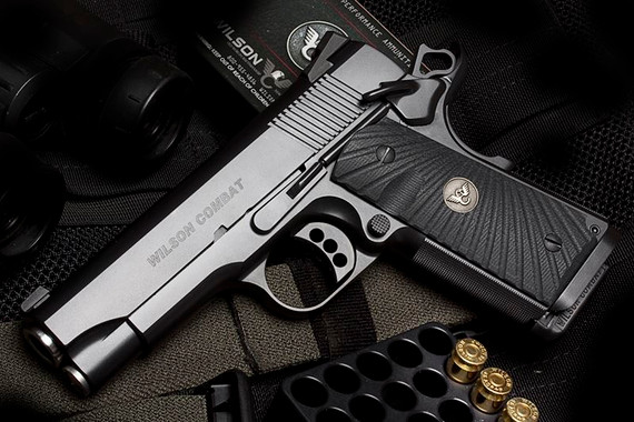 Wilson Combat Tactical Supergrade Compact Pistol SGTC-CP, 9mm/.38 Super/.45 ACP, 5 in Stainless Match Grd BBL, Optional Grip Color, Black Finish, 7 Rds