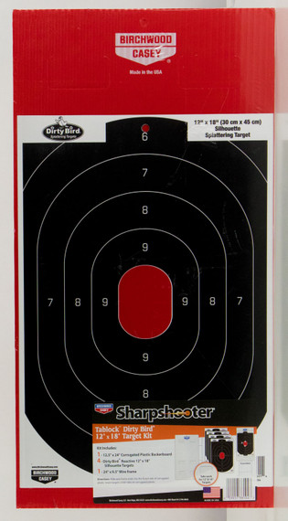 Birchwood Casey 38104 Sharpshooter TabLock Dirty Bird Target Kits 12 in x 18 in Black/Red