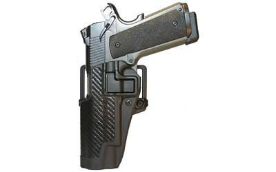 Blackhawk 410003BKL CQC SERPA Belt Holster Left Hand Black Carbon Fiber Colt Govt Belt Loop and Paddle