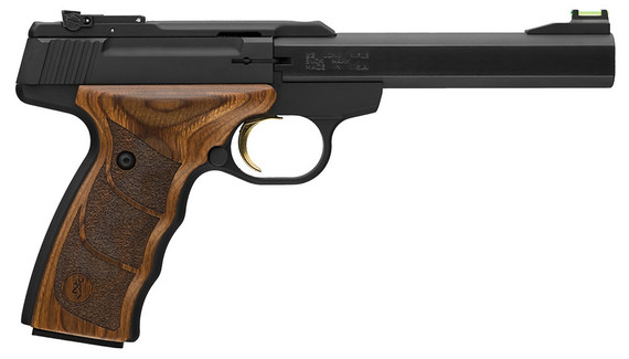Browning 051496490 Buck Mark Plus UDX Pistol, 22 LR, 5.5 in BBL, Single Act, Wood Grips, Truglo Front, Adj Rear Sights, Black Finish, 10+1 Rds