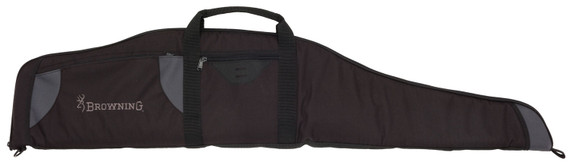 Browning 1410209948 Crossfire Rifle Case 48 in Black with Gray Accents Canvas with Brushed Tricot Lining, Foam Padding, Full-Length Zipper & Side Pockets