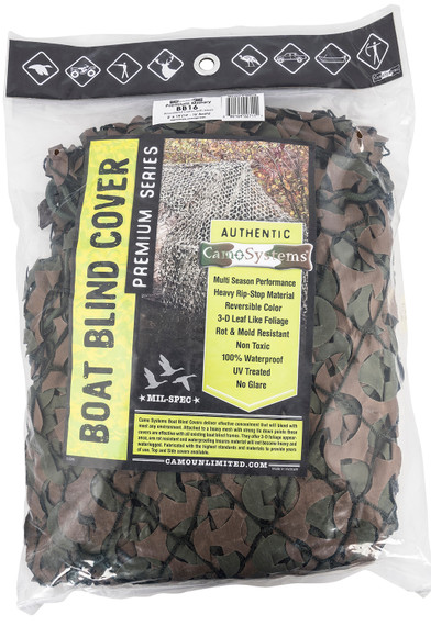 Camo Systems BB16 Military Boat Concealment Green/Brown 5' x 19' Ripstop Mesh Attachment
