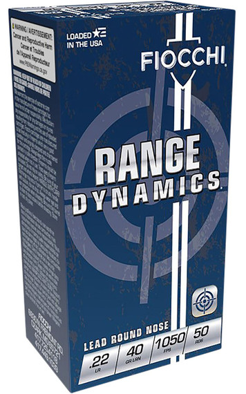 Fiocchi 22FLRN Field Dynamics High Velocity 22LR 40gr Lead Round Nose 50 Per Box/100 Case Rimfire Ammunition
