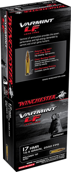 Winchester S17HMR1LF Varmint LF 17HMR 15.5gr Polymer Tip NTX 50 Per Box/20 Case Rimfire Ammunition