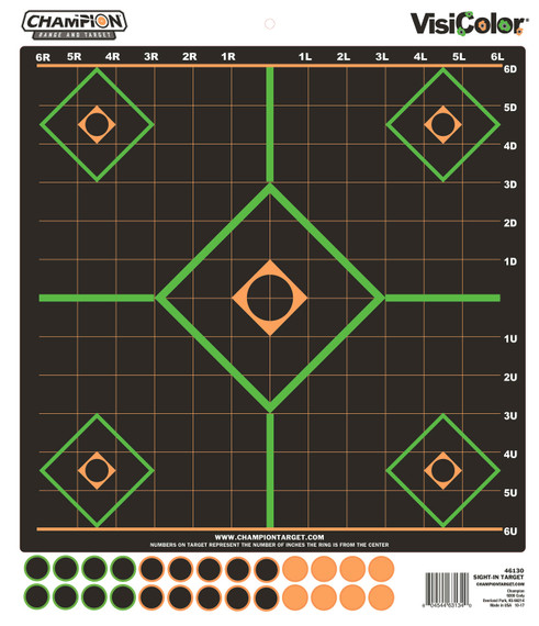 Champion Targets 46130 VisiColor Adhesive Targets Sigh-In 5-Diamond 5PK