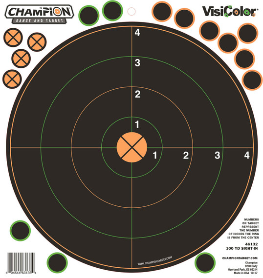 Champion Targets 46132 VisiColor Adhesive Targets 100 Yard Sight-In Circle 5PK
