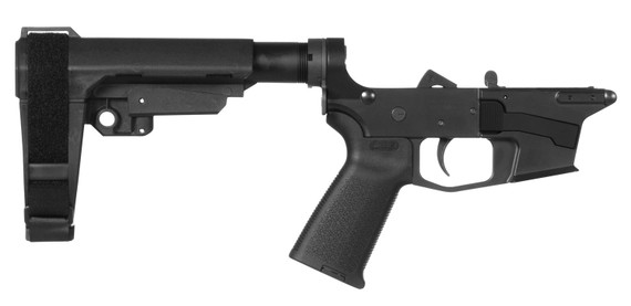 CMMG 92CA377 Lower Group 9mm Luger 7075-T6 Aluminum Black Anodized, Black Synthetic CMMG 6 Position No Brace & Magpul MOE Pistol Grip for CMMG Banshee 200 MK17 Pistol