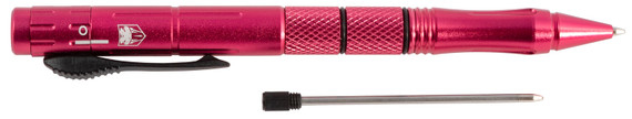 CobraTec Knives PKOTFP Tactical Pen 1.75 in OTF Plain Stainless Steel Blade/Pink Aluminum Body