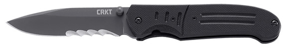 Columbia River Knife & Tool IgnitorT, 3.38 in Assisted Folding Knife, Modified Drop Point, Combo Edge, 8Cr14MoV/Dark Gray Titanium Nitride, Black G10, Thumb Stud/Pocket Clip 6865