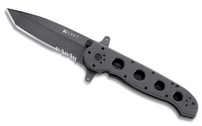 Columbia River Knife & Tool M16, Special Forces, 3.875 in Folding Knife, Tanto Point, Combo Edge, AUS 8/Titanium Nitride, Black Aluminum, Dual Thumb Stud/Flipper/Pocket Clip M16-14SF