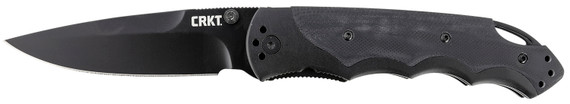CRKT 1050K Fire Spark 3.88 in Folding Spear Point Plain Black 8Cr14MoV SS Blade/ Black/Silver Aluminum/G10 Handle Includes Pocket Clip