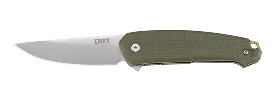 CRKT 5325 Tueto 3.28 in Folding Drop Point Plain Satin 1.4116 Blade G10 OD Green Handle