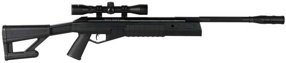 Crosman 30060 TR77 NPS Air Rifle Kit With 4x 32mm Scope, Break Open Action, .177 Cal, Black Synthetic Tactical Stock, Black Finish