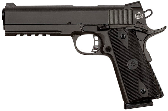 Rock Island 51484 Tac Standard FS 45 ACP Caliber with 5 in Barrel, 8+1 Capacity, Overall Black Parkerized Finish Steel, Picatinny Rail/Beavertail Frame, Serrated Slide & Black Rubber Grip, Pistol