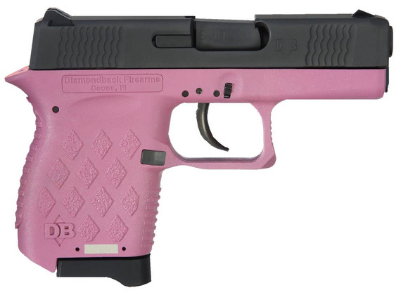 Diamondback DB9HP Pistol, 9 mm, 3 in, Pink Polymer Grip, Black Finish, 6 + 1 Rd