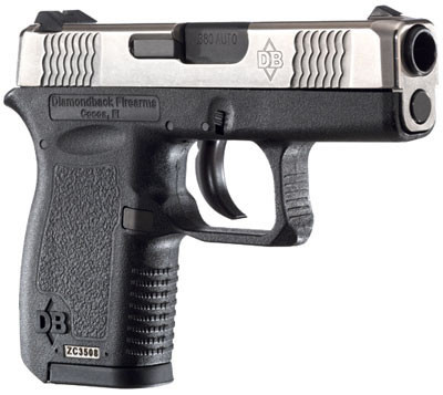 Diamondback Model DB380 Pistol DB380EX, 380 ACP, 2.80 in, Polymer Grip, Matte Silver Finish, 6 + 1 Rd
