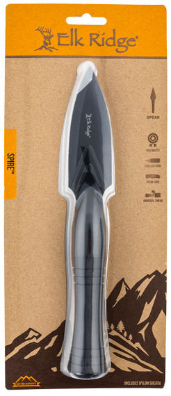 Elk Ridge ERSP002BKCS Spire Spear 4 in Fixed Spear Point Plain Black 3CR13MoV Blade FRN Black Handle