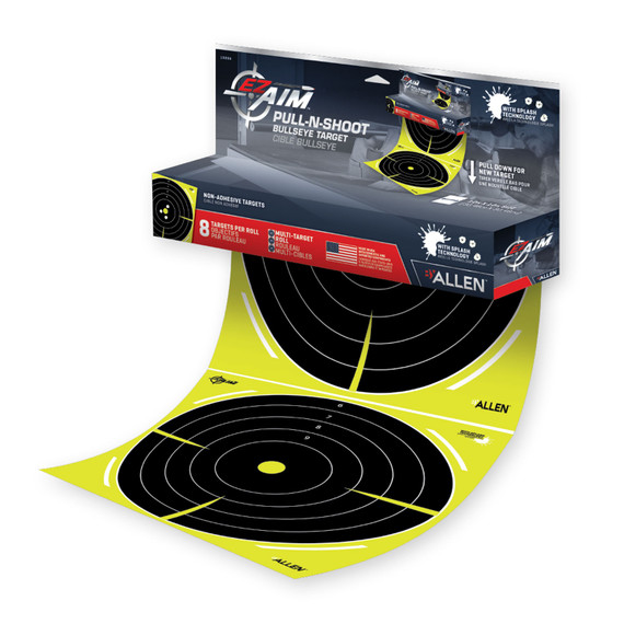 EZ-Aim 15256 Pull-N-Shoot Splash Bullseye Splash Paper Target 12 in x 12 in 8 Per Pack