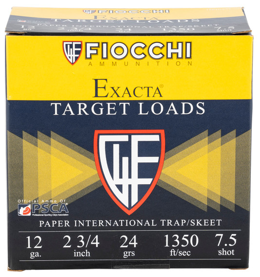 Fiocchi 12PIN247 Exacta Target Paper International 12 Gauge 2.75 in 24 GM 7.5 Shot 25 Bx/ 10 Cs