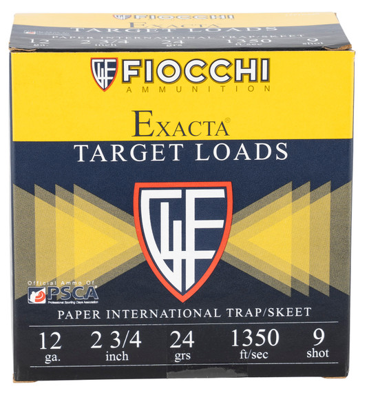Fiocchi 12PIN249 Exacta Target Paper International 12 Gauge 2.75 in 24 GM 9 Shot 25 Bx/ 10 Cs