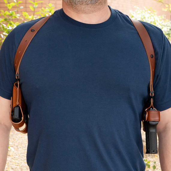 Galco MC472 Miami Classic Shoulder System Size Fits Chest Up To 56 in Tan Leather Fits S&W M&P Fits S&W M&P Compact Fits S&W M&P 2.0 Right Hand, Holster