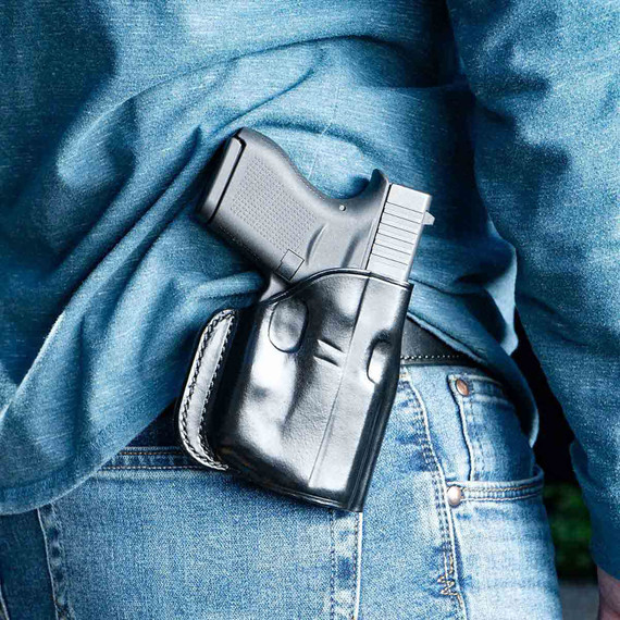 Galco SG158B Stinger OWB Black Leather Belt Loop Fits S&W J Frame Fits Charter Arms Undercover Right Hand, Holster
