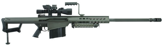 Barrett Model 82A1 Rifle Package 13139, .416 Cal, Semi-Auto, 29 in Chrome-Lined BBL, Black Finish, w/Leopold Mark 4 Scope, ZERO-GAP Rings, BORS, Monopod, Non-Detach Magazine, CA Compliant, 1-3 Week De