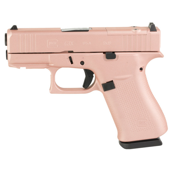 Glock 43X, M.O.S, Semi-automatic, Striker Fired, Sub-Compact, Polymer Frame, 9MM, 3.41 in Barrel, Fixed Sights, Cerakote Finish, Rose Gold, 10 Rounds, 2 Magazines UX4350204FRMOS-RG