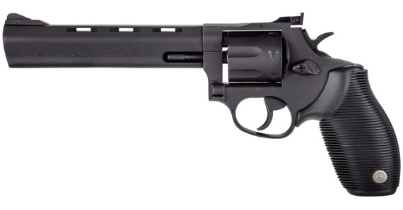 Taurus 2170061 Tracker 17 Medium Frame 17 HMR 7rd 6.50 in Matte Black Oxide Vent Rib Barrel, Matte Black Oxide Steel Frame & Cylinder, Black Ribber Grip , Revolver