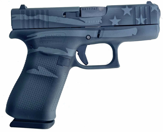Glock G43X Sub-Compact Pistol PX4350204PBWFLA, 9mm, 3.41", Striker-Fired, Battleworn Flag Finish, 10 Rds