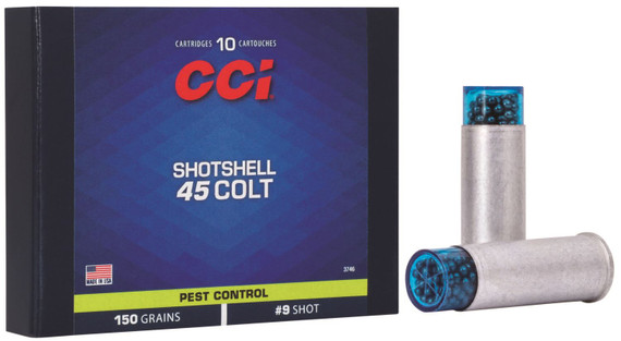CCI 3746 Pest Control Shotshell 45Colt 150gr #9Shot 10 Per Box/20 Case Centerfire, Handgun Ammunition